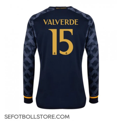 Real Madrid Federico Valverde #15 Replika Bortatröja 2023-24 Långärmad